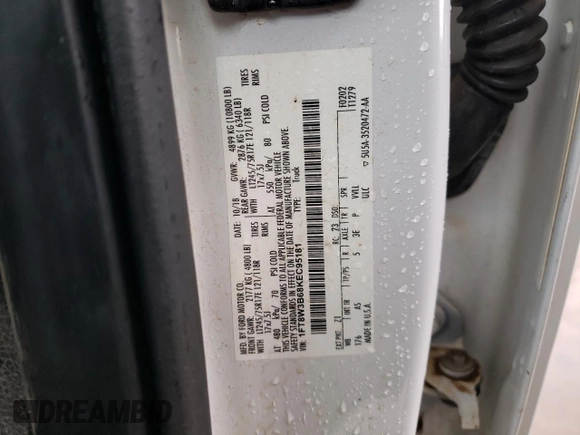 2019 Ford F-350 XL с VIN 1FT8W3B68KEC95181, выставлен на аукционе Copart как лот 83804294 с пробегом 120 208 миль миль и Чистый • Clean title. История ставок и продаж доступна на DreamBid. Изображение 12.