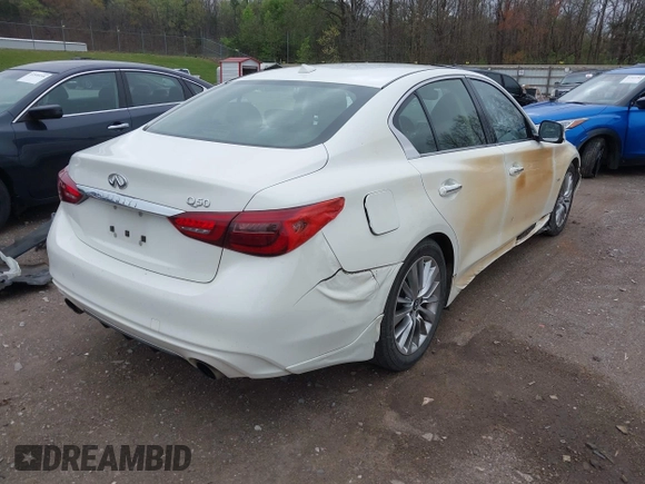 2019 Infiniti Q50 Luxe with VIN JN1EV7AP9KM513046, listed as a IAAI auction lot 41904330 with 51,608 mi miles and . Bid and sale history available at DreamBid. Image 4.