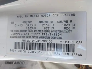 2013 Mazda 3 i Grand Touring with VIN JM1BL1WP9D1788366, listed as a IAAI auction lot 39782624 with 229,243 mi miles and . Bid and sale history available at DreamBid. Image 9.