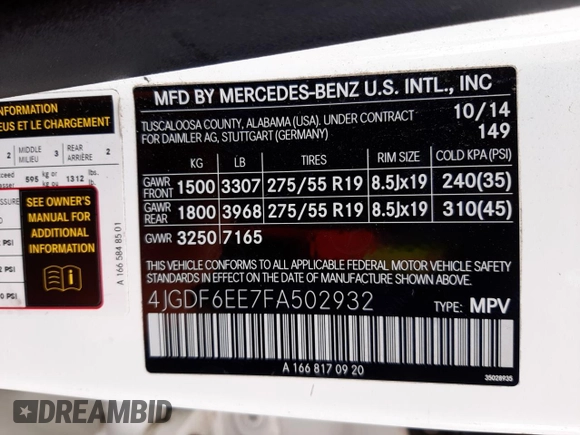 2015 Mercedes-Benz GL-Class GL 450 with VIN 4JGDF6EE7FA502932, listed as a Copart auction lot 72127072 with 134,903 mi miles. Bid and sale history available at carsss.com. Image 13.