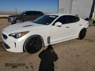 2018 Kia Stinger with VIN KNAE15LAXJ6030560, listed as a Copart auction lot 43964235 with 97,371 mi miles and Salvage Title. Bid and sale history available at carsss.com. Image 1.