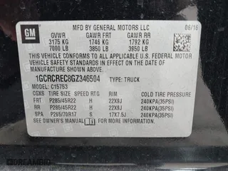 2016 Chevrolet Silverado 1500 LT with VIN 1GCRCREC8GZ346504, listed as a IAAI auction lot 41908141 with 201,018 mi miles. Bid and sale history available at carsss.com. Image 9.