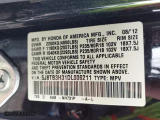 2013 Acura RDX with VIN 5J8TB3H31DL006211, listed as a IAAI auction lot 41944140 with 152,979 mi miles. Bid and sale history available at carsss.com. Image 9.