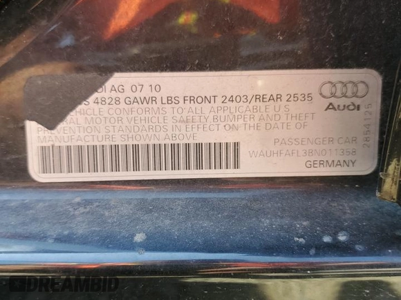 2011 Audi A4 2.0T Premium Plus with VIN WAUHFAFL3BN011358, listed as a Copart auction lot 69081014 with 174,022 mi miles and Salvage Title. Bid and sale history available at carsss.com. Image 13.