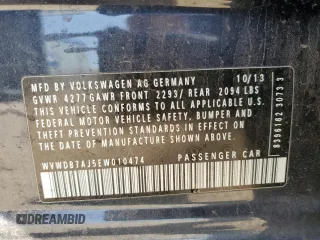2014 Volkswagen Golf with VIN WVWDB7AJ5EW010474, listed as a Copart auction lot 52729595 with 109,138 mi miles and Salvage title. Bid and sale history available at DreamBid. Image 12.