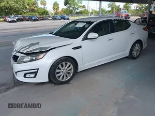 2015 Kia Optima EX z VIN 5XXGN4A72FG350868, wystawiony jako IAAI lot #42242887 z przebiegiem 222 208 mil mil oraz . Historia ofert i sprzedaży dostępna na DreamBid. Obrazek 2.