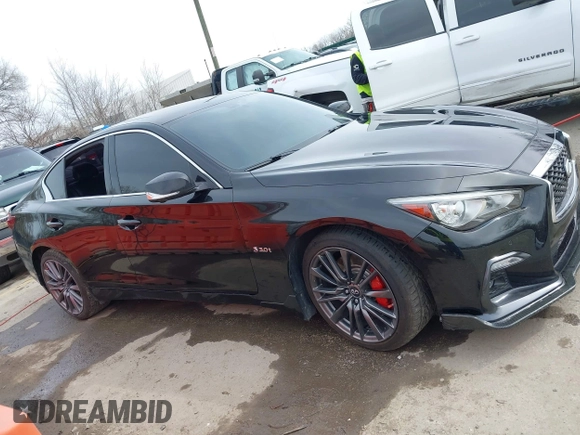 2018 Infiniti Q50 RED SPORT 400 with VIN JN1FV7AR7JM481279, listed as a IAAI auction lot 41850295 with 75,807 mi miles. Bid and sale history available at carsss.com. Image 14.