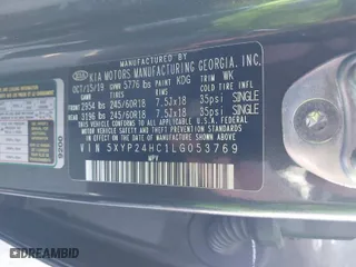 2020 Kia Telluride LX with VIN 5XYP24HC1LG053769, listed as a IAAI auction lot 41191650 with 24,768 mi miles. Bid and sale history available at carsss.com. Image 9.