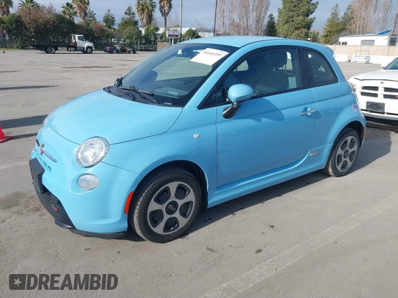 2017 FIAT 500e with VIN 3C3CFFGE9HT600549, listed as a IAAI auction lot 41616359 with 41,880 mi miles. Bid and sale history available at carsss.com. Image 2.