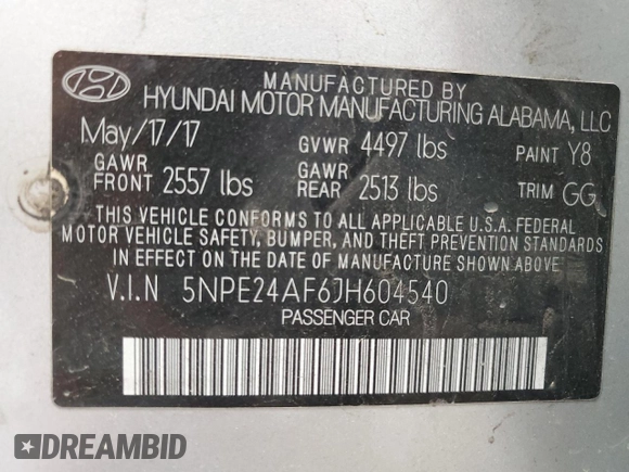 2018 Hyundai Sonata SE z VIN 5NPE24AF6JH604540, wystawiony jako Copart lot #55206425 z przebiegiem 110 565 mil mil oraz Szkoda całkowita • Salvage title. Historia ofert i sprzedaży dostępna na DreamBid. Obrazek 12.