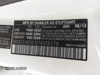 2014 Mercedes-Benz CLA 250 с VIN WDDSJ4EB3EN038278, выставлен на аукционе IAAI как лот 41878720 с пробегом 255 804 миль миль и . История ставок и продаж доступна на DreamBid. Изображение 9.