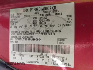 2007 Ford Explorer XLT с VIN 1FMEU73847UB60904, выставлен на аукционе IAAI как лот 42523352 с пробегом 269 919 миль миль и . История ставок и продаж доступна на DreamBid. Изображение 9.