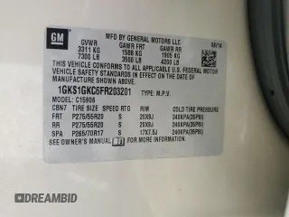 2015 GMC Yukon XL SLE z VIN 1GKS1GKC6FR203201, wystawiony jako Copart lot #53888885 z przebiegiem 202 601 mil mil oraz Szkoda całkowita • Salvage title. Historia ofert i sprzedaży dostępna na DreamBid. Obrazek 13.