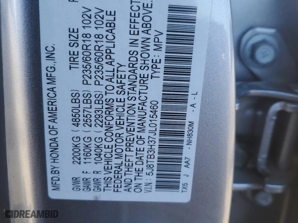 2018 Acura RDX with VIN 5J8TB3H37JL015460, listed as a Copart auction lot 89280315 with 45,979 mi miles and Salvage Title. Bid and sale history available at carsss.com. Image 13.