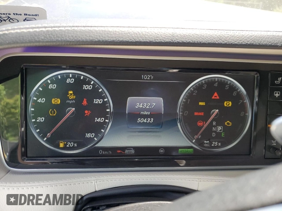 2017 Mercedes-Benz S 550e with VIN WDDUG6DB7HA289255, listed as a Copart auction lot 55859504 with 50,433 mi miles and Salvage Title. Bid and sale history available at DreamBid. Image 9.