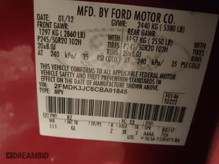 2012 Ford Edge SEL with VIN 2FMDK3JC6CBA91845, listed as a IAAI auction lot 41608365 with 200,408 mi miles. Bid and sale history available at carsss.com. Image 9.