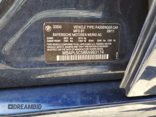 2011 BMW 3 Series 335i xDrive with VIN WBAPL5C58BA983174, listed as a Copart auction lot 53597015 with 216,656 mi miles and Clean title. Bid and sale history available at DreamBid. Image 12.