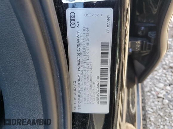 2018 Audi A6 Premium with VIN WAUF8AFC0JN076118, listed as a Copart auction lot 49695215 with 113,364 mi miles and Salvage Title. Bid and sale history available at carsss.com. Image 12.