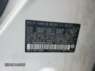 2019 Honda Fit LX z VIN 3HGGK5H45KM729206, wystawiony jako Copart lot #63017385 z przebiegiem 47 354 mil mil oraz Szkoda całkowita • Salvage title. Historia ofert i sprzedaży dostępna na DreamBid. Obrazek 12.