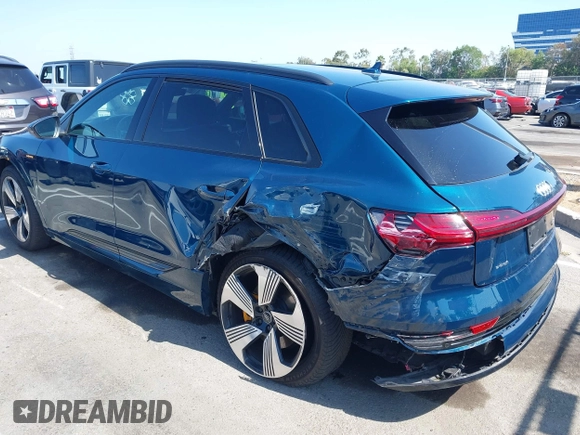 2022 Audi e-tron Premium Plus with VIN WA1LAAGE1NB008616, listed as a IAAI auction lot 42723244 with 36,800 mi miles and . Bid and sale history available at DreamBid. Image 3.