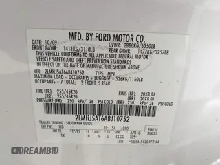 2010 Lincoln MKT EcoBoost with VIN 2LMHJ5AT6ABJ10752, listed as a IAAI auction lot 42140610 with Not Provided miles and . Bid and sale history available at DreamBid. Image 9.