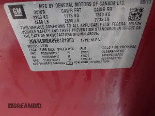 2014 GMC Terrain SLE with VIN 2GKALMEK8E6101903, listed as a IAAI auction lot 41709226 with 116,001 mi miles. Bid and sale history available at carsss.com. Image 9.