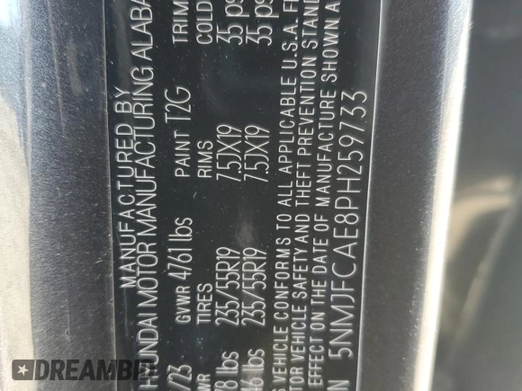 2023 Hyundai Tucson SEL z VIN 5NMJFCAE8PH259733, wystawiony jako Copart lot #80124744 z przebiegiem 26 607 mil mil oraz Szkoda całkowita • Salvage title. Historia ofert i sprzedaży dostępna na DreamBid. Obrazek 13.