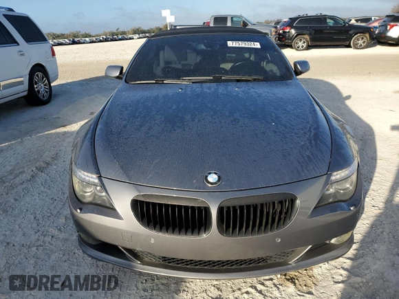 2008 BMW 6 Series 650i with VIN WBAEB53538CX60354, listed as a Copart auction lot 77579324 with 0 mi miles and Salvage Title. Bid and sale history available at carsss.com. Image 5.