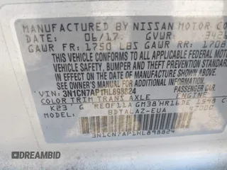 2017 Nissan Versa S Plus z VIN 3N1CN7AP1HL898824, wystawiony jako IAAI lot #42378655 z przebiegiem 96 499 mil mil oraz . Historia ofert i sprzedaży dostępna na DreamBid. Obrazek 9.