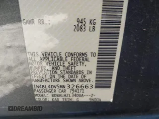 2021 Nissan Altima 2.5 SV with VIN 1N4BL4DV5MN326663, listed as a IAAI auction lot 41631617 with 64,571 mi miles. Bid and sale history available at carsss.com. Image 9.
