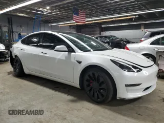 2023 Tesla Model 3 Performance with VIN 5YJ3E1EC1PF695933, listed as a Copart auction lot 47872315 with 19,379 mi miles and Salvage Title. Bid and sale history available at carsss.com. Image 4.