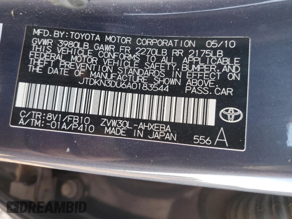 2010 Toyota Prius II with VIN JTDKN3DU6A0183544, listed as a Copart auction lot 43670115 with 194,195 mi miles and Clean Title. Bid and sale history available at carsss.com. Image 12.