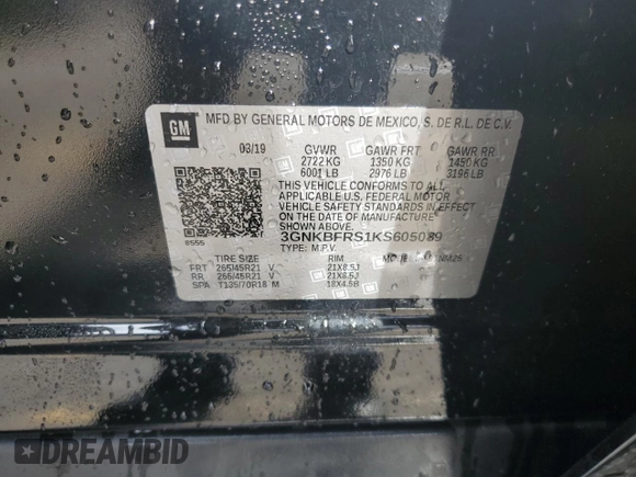 2019 Chevrolet Blazer Premier with VIN 3GNKBFRS1KS605089, listed as a Copart auction lot 44429355 with 28,665 mi miles and Salvage title. Bid and sale history available at DreamBid. Image 13.
