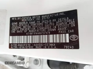 2017 Toyota Camry XLE with VIN 4T1BF1FK4HU737479, listed as a IAAI auction lot 41835243 with 168,173 mi miles. Bid and sale history available at carsss.com. Image 9.