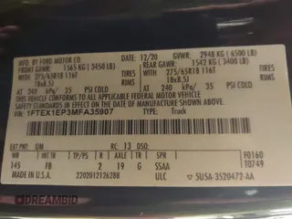 2021 Ford F-150 XL z VIN 1FTEX1EP3MFA35907, wystawiony jako IAAI lot #42336527 z przebiegiem 54 872 mil mil oraz . Historia ofert i sprzedaży dostępna na DreamBid. Obrazek 9.
