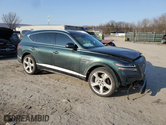 2022 Genesis GV80 with VIN KMUHBDSB1NU096639, listed as a Copart auction lot 47639035 with 25,105 mi miles and Salvage title. Bid and sale history available at DreamBid. Image 4.