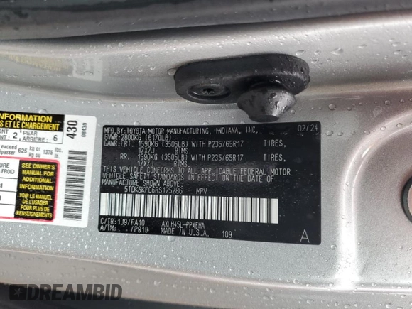 2024 Toyota Sienna LE z VIN 5TDKSKFC6RS125286, wystawiony jako Copart lot #51296895 z przebiegiem 6 292 mil mil oraz Szkoda całkowita • Salvage title. Historia ofert i sprzedaży dostępna na DreamBid. Obrazek 14.