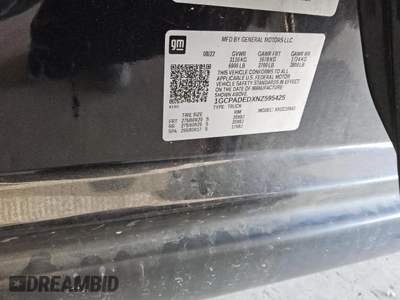 2022 Chevrolet Silverado 1500 RST with VIN 1GCPADEDXNZ595425, listed as a Copart auction lot 48238695 with 200,004 mi miles and Clean Title. Bid and sale history available at DreamBid. Image 12.