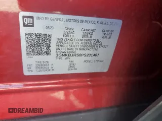 2023 Chevrolet Blazer LT с VIN 3GNKBJRS0PS231407, выставлен на аукционе Copart как лот 54514115 с пробегом 78 132 миль миль и Списание • Salvage title. История ставок и продаж доступна на DreamBid. Изображение 13.