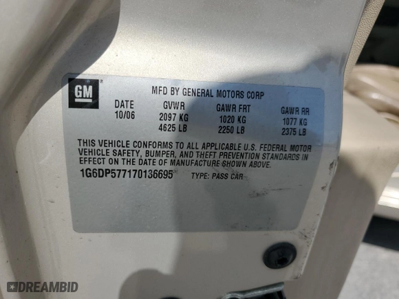 2007 Cadillac CTS with VIN 1G6DP577170136695, listed as a Copart auction lot 53788485 with 102,376 mi miles and Salvage Title. Bid and sale history available at carsss.com. Image 12.