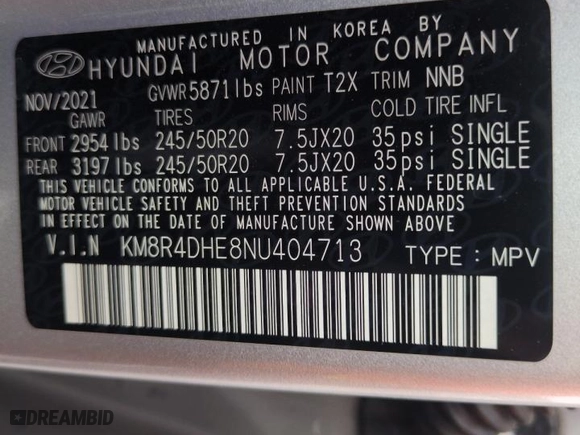 2022 Hyundai Palisade SEL with VIN KM8R4DHE8NU404713, listed as a Copart auction lot 50819965 with 56,593 mi miles and Salvage Title. Bid and sale history available at carsss.com. Image 14.
