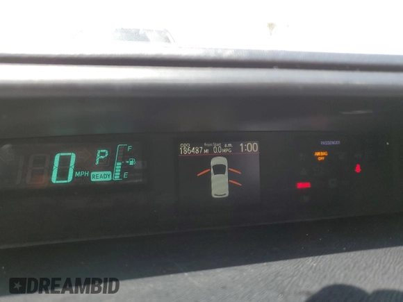 2012 Toyota Prius One with VIN JTDKDTB3XC1015531, listed as a Copart auction lot 54593835 with 186,487 mi miles and Salvage Title. Bid and sale history available at DreamBid. Image 9.