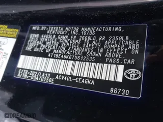 2007 Toyota Camry CE with VIN 4T1BE46K67U612535, listed as a IAAI auction lot 41787497 with 171,198 mi miles. Bid and sale history available at carsss.com. Image 9.