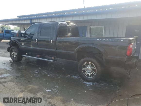 2015 Ford F-350 Platinum with VIN 1FT8W3BT4FEB02746, listed as a Copart auction lot 62099025 with 193,636 mi miles and Salvage title. Bid and sale history available at DreamBid. Image 2.