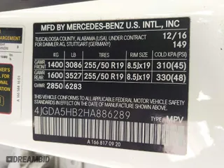 2017 Mercedes-Benz GLE with VIN 4JGDA5HB2HA886289, listed as a IAAI auction lot 42014776 with 132,480 mi miles. Bid and sale history available at carsss.com. Image 9.