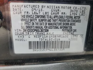 2016 Nissan Note S Plus with VIN 3N1CE2CP9GL357339, listed as a Copart auction lot 50441985 with 108,020 mi miles and Clean Title. Bid and sale history available at DreamBid. Image 14.