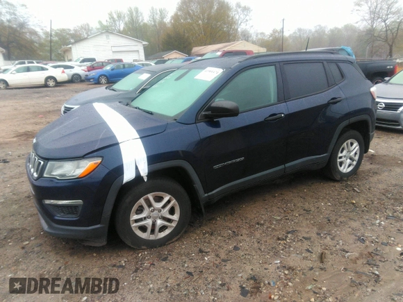 2018 Jeep Compass Sport with VIN 3C4NJCAB1JT204489, listed as a IAAI auction lot 41901474 with 112,480 mi miles. Bid and sale history available at carsss.com. Image 2.