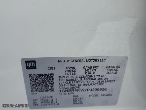 2023 Chevrolet Traverse LS with VIN 1GNERFKW7PJ209926, listed as a Copart auction lot 44773565 with 28,407 mi miles and Clean Title. Bid and sale history available at carsss.com. Image 13.