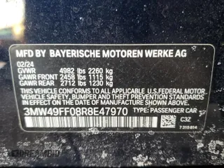 2024 BMW 3 Series M340i xDrive with VIN 3MW49FF08R8E47970, listed as a Copart auction lot 89116745 with 7,898 mi miles and Salvage Title. Bid and sale history available at carsss.com. Image 12.