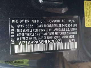 2017 Porsche Macan S with VIN WP1AB2A56HLB20821, listed as a IAAI auction lot 41782926 with 55,931 mi miles and . Bid and sale history available at DreamBid. Image 9.